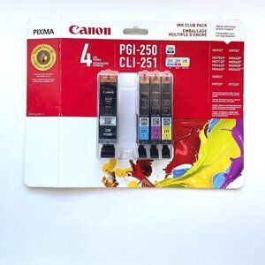 OEM Canon PGI-250 Black Ink / CLI-251 Color Ink Combo Pack New 4 Pack Printer